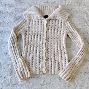 American Eagle cream Y2K button textured cardigan sweater. Size M.